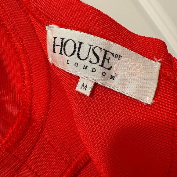 House of CB London  Red Tie Waist Bandage Dress Size M - Picture 5 of 7